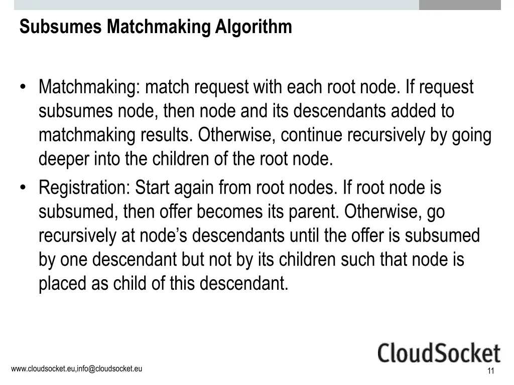 subsumes matchmaking algorithm
