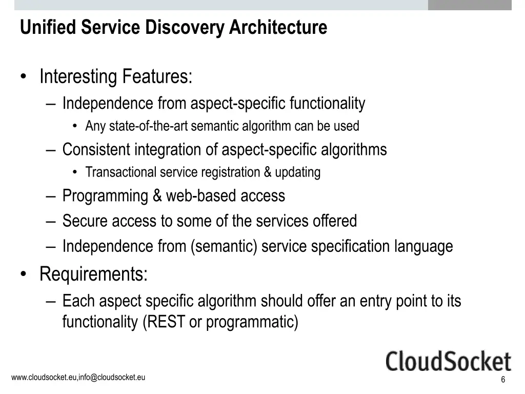 unified service discovery architecture 1