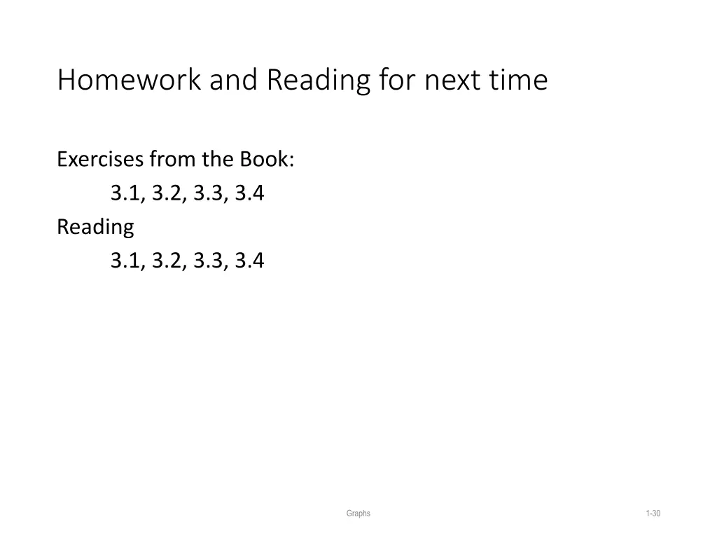 homework and reading for next time