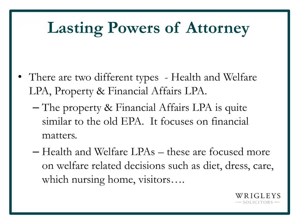 lasting powers of attorney