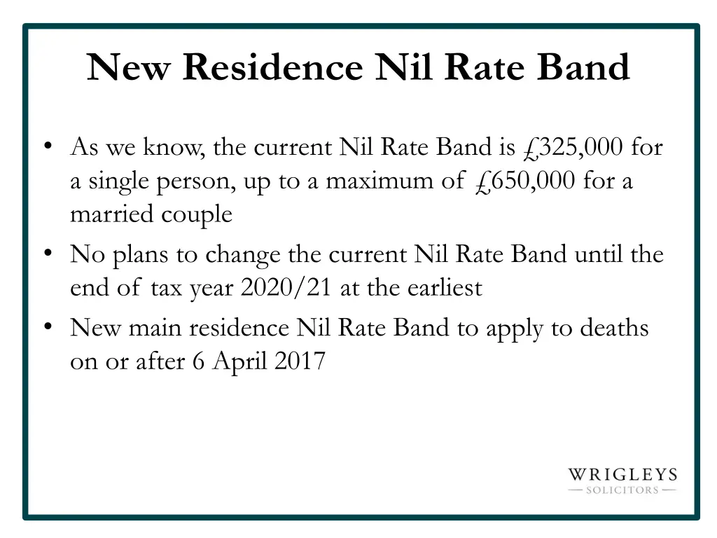 new residence nil rate band