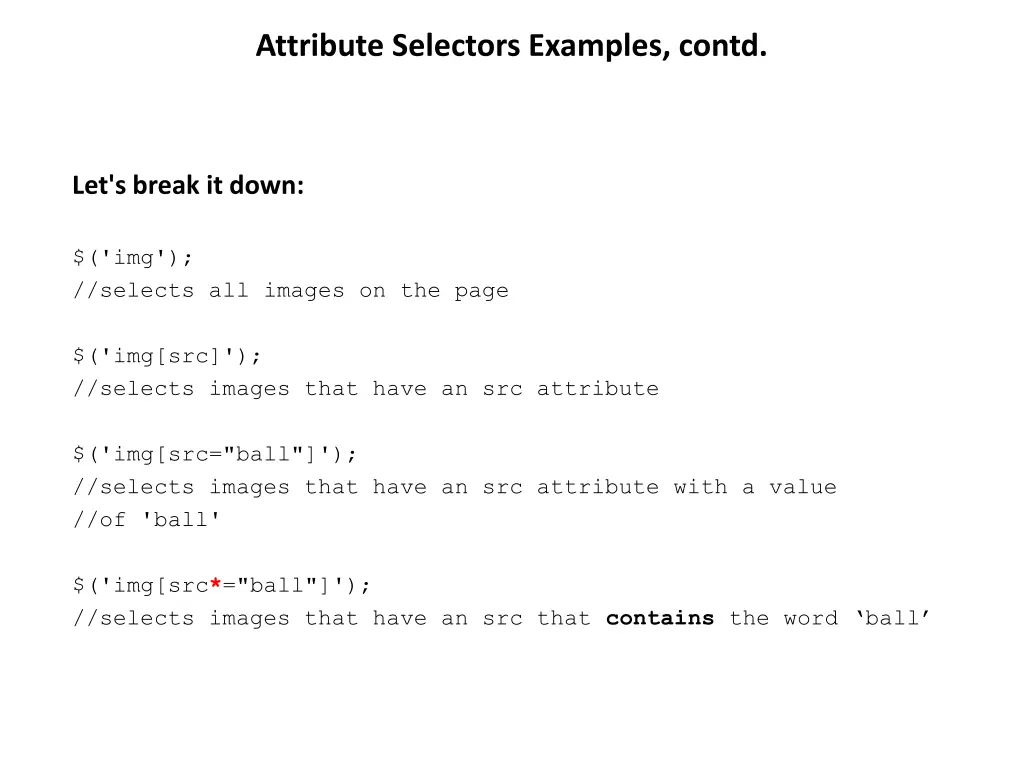 attribute selectors examples contd 1