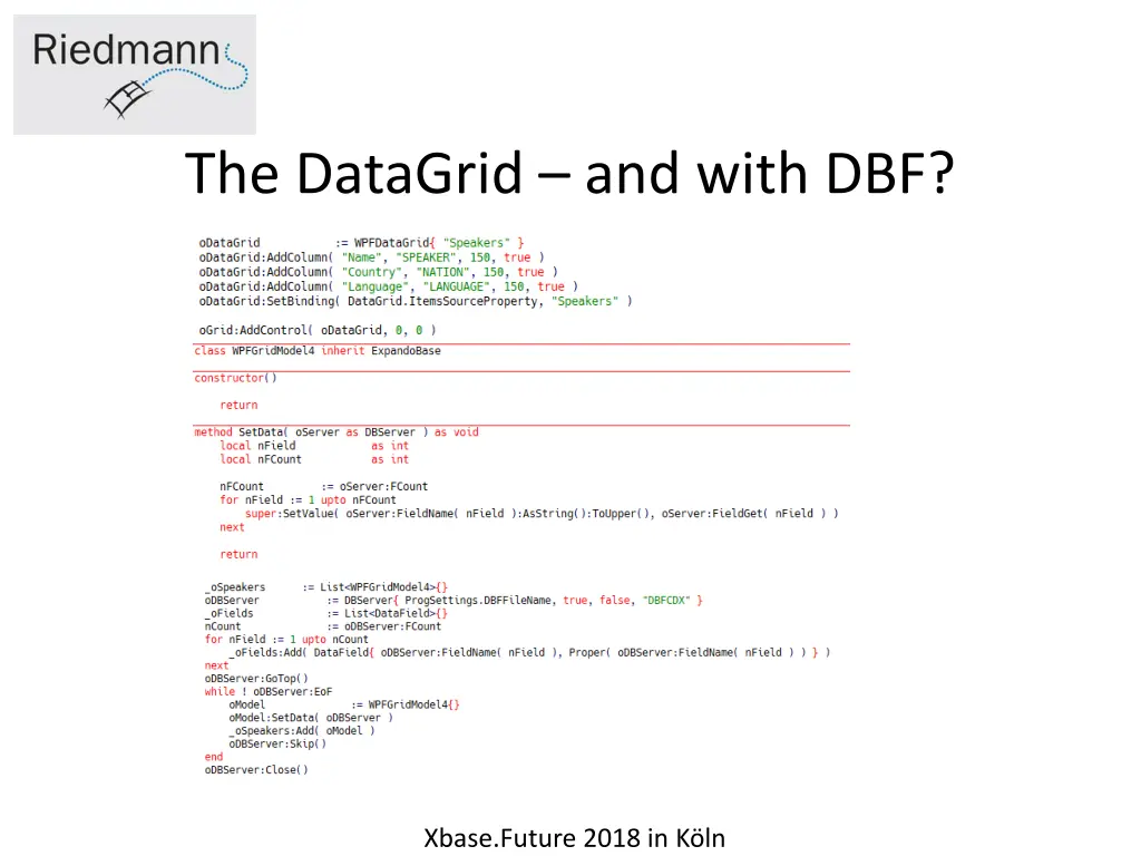 the datagrid and with dbf