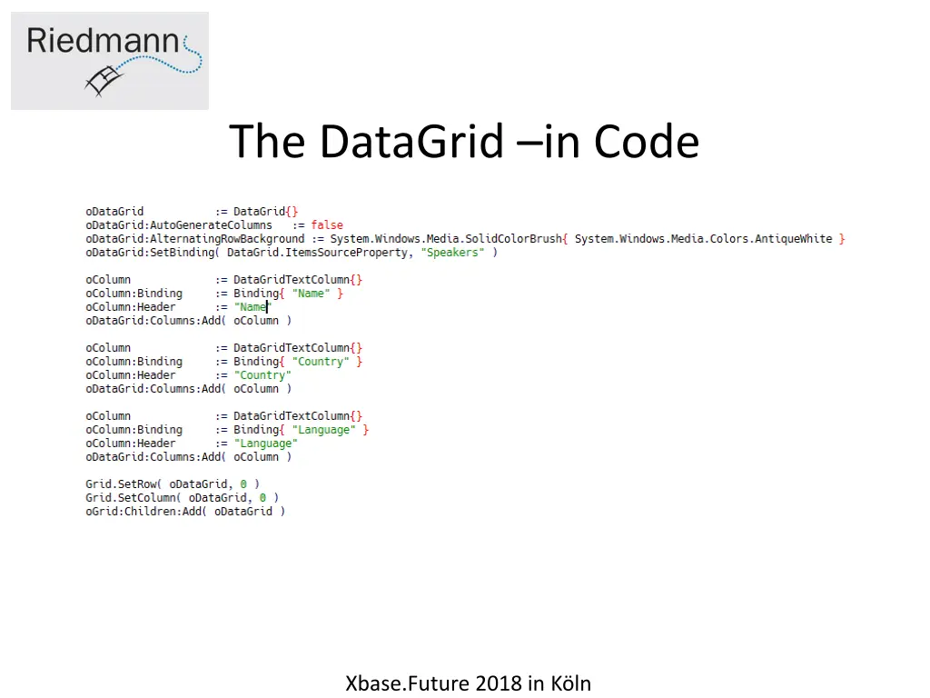 the datagrid in code