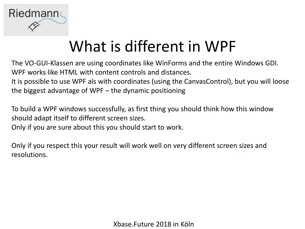 what is different in wpf the vo gui klassen