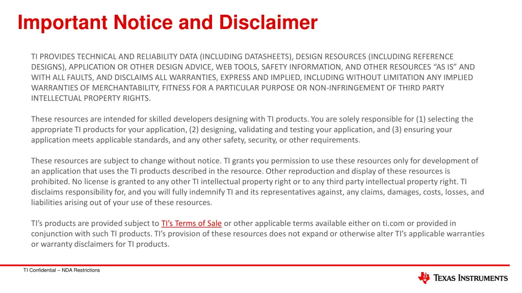 important notice and disclaimer