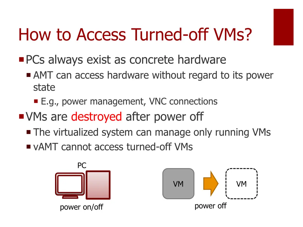 how to access turned off vms