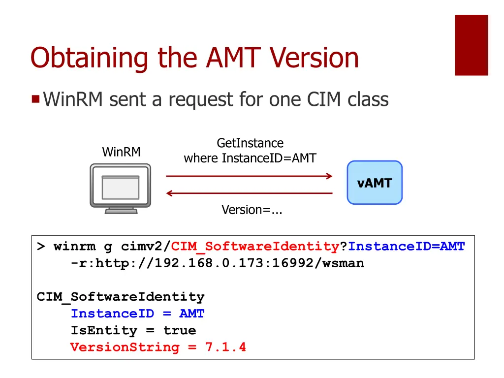 obtaining the amt version