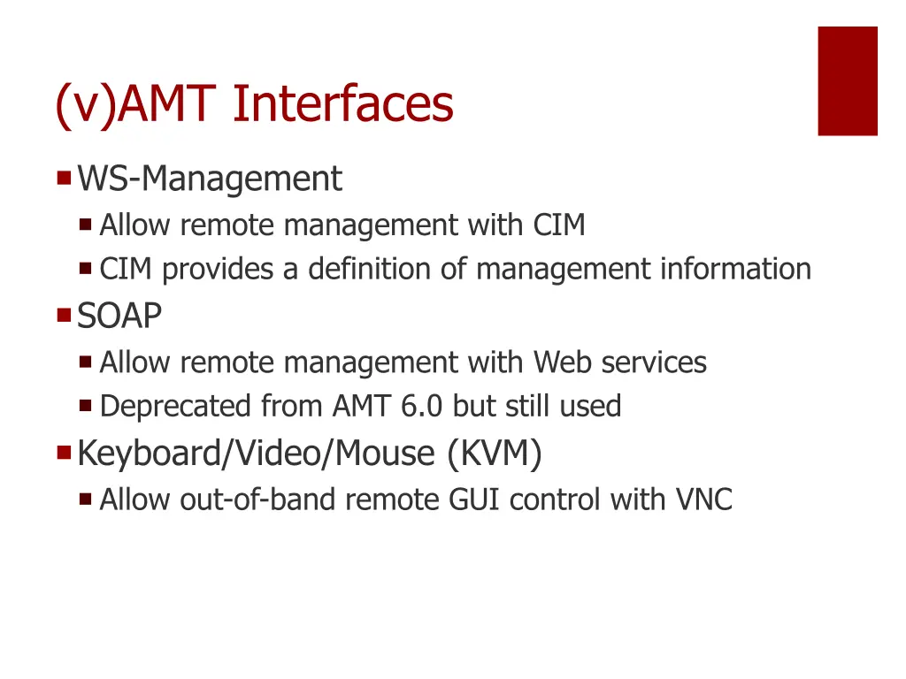 v amt interfaces