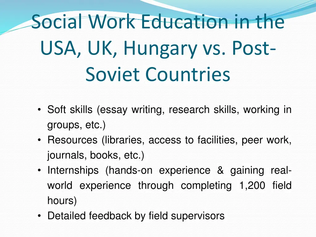 social work education in the usa uk hungary