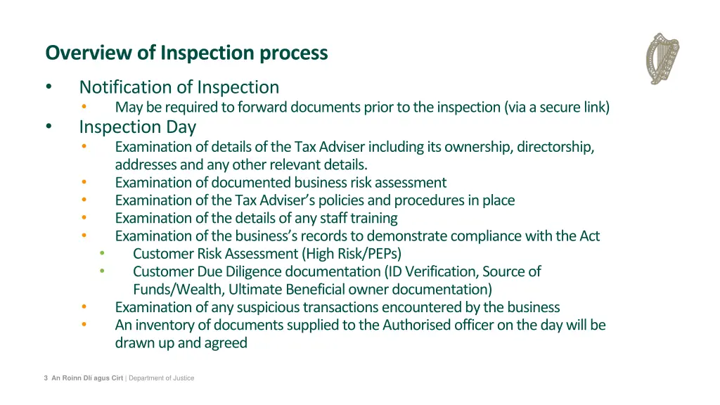 overview of inspection process notification