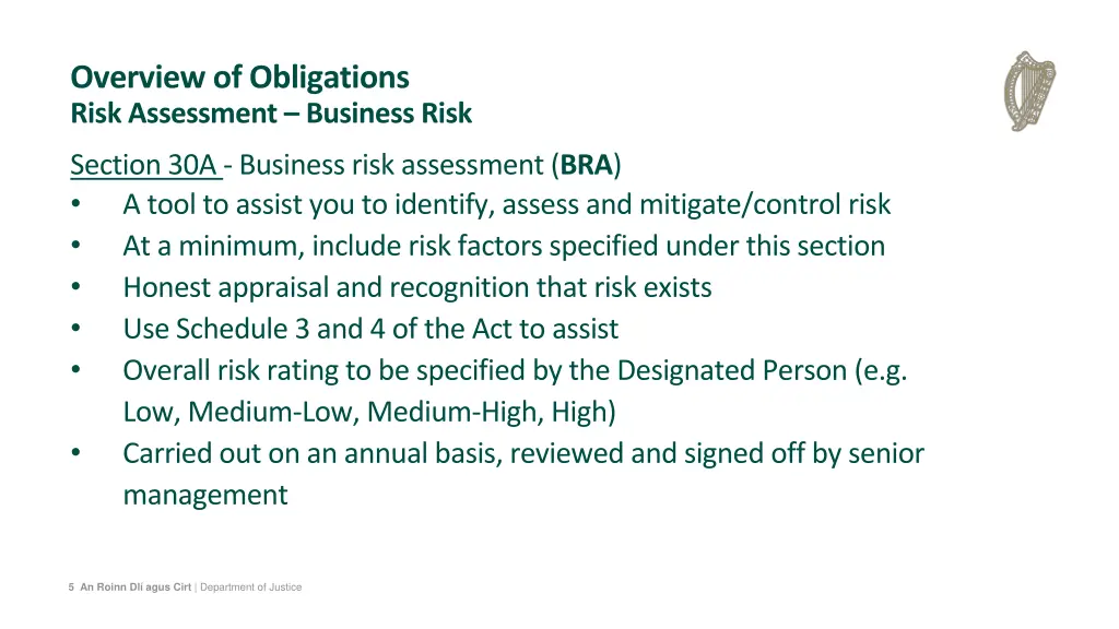 overview of obligations risk assessment business
