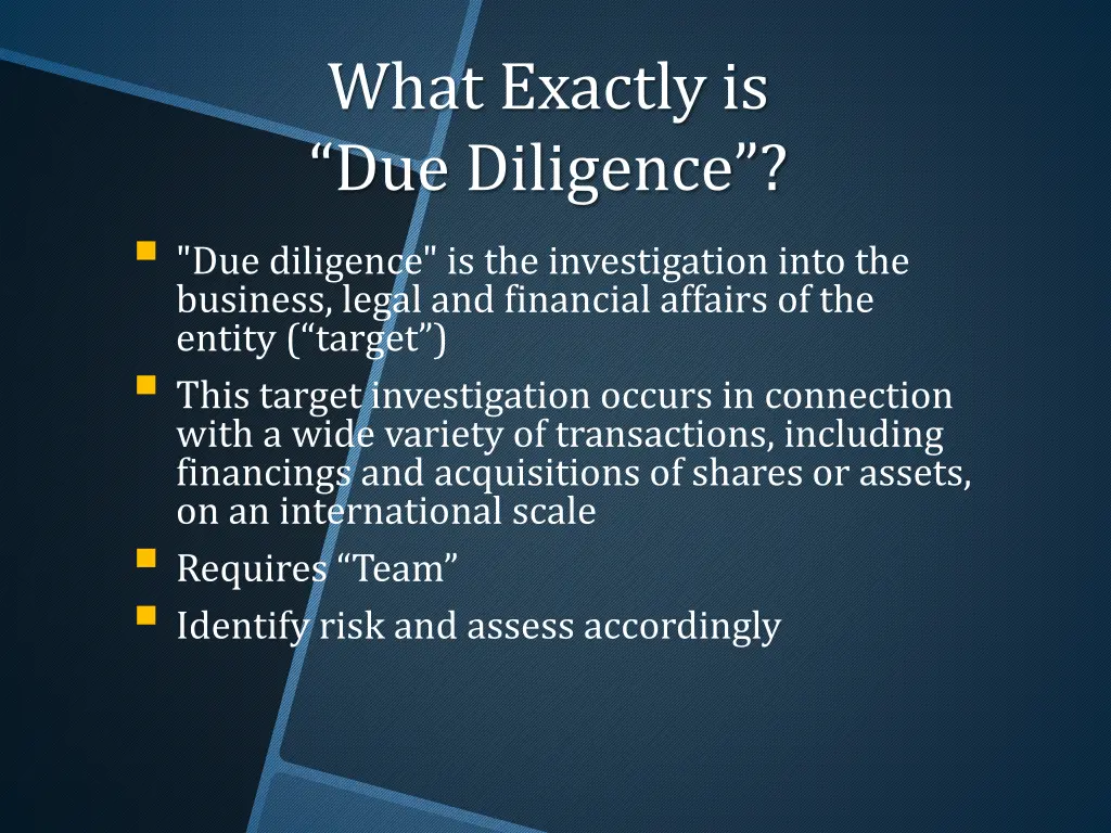 what exactly is due diligence due diligence