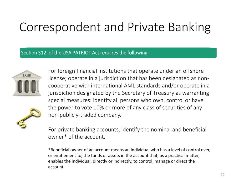 correspondent and private banking