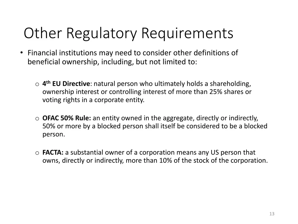 other regulatory requirements