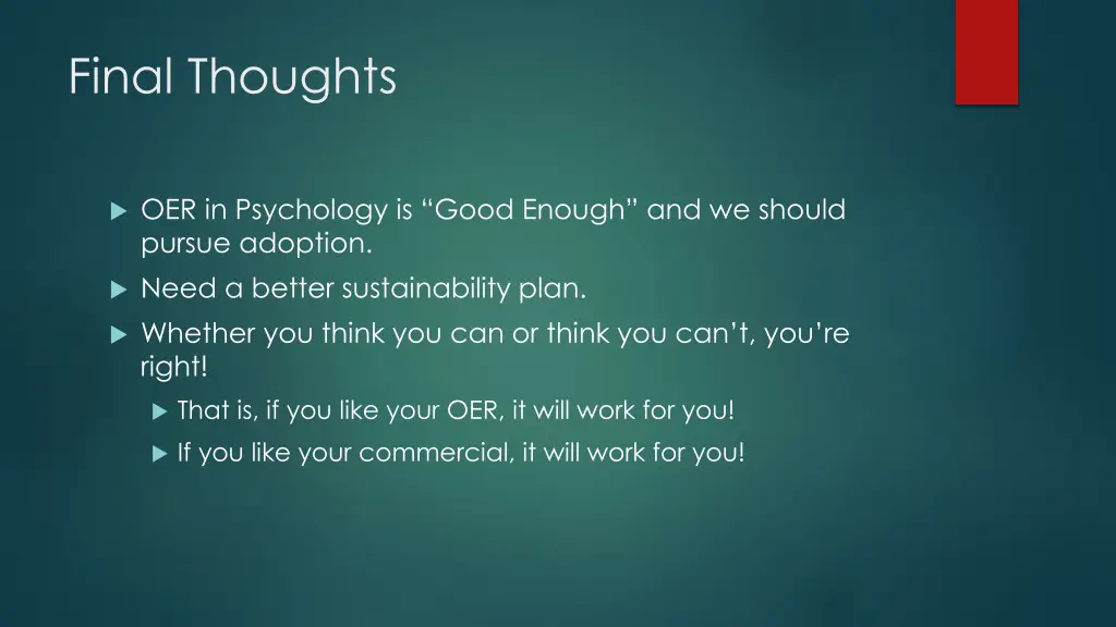 final thoughts