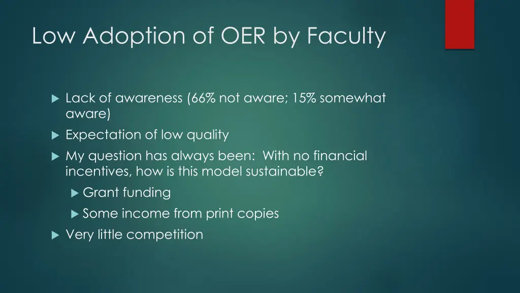 low adoption of oer by faculty