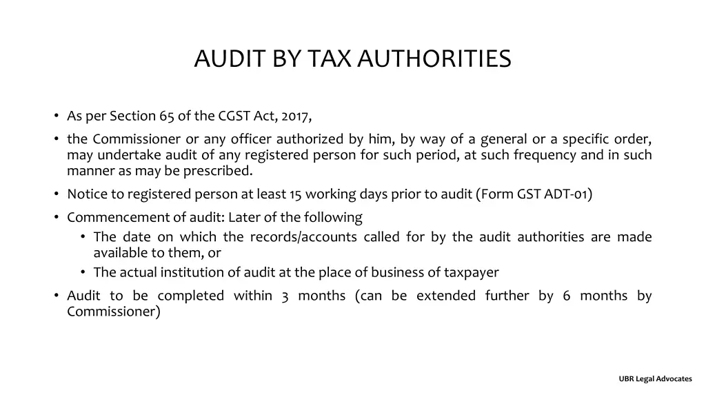 audit by tax authorities