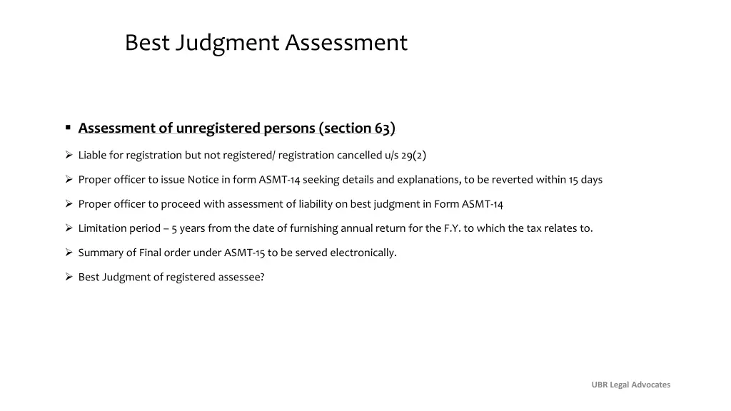best judgment assessment 1