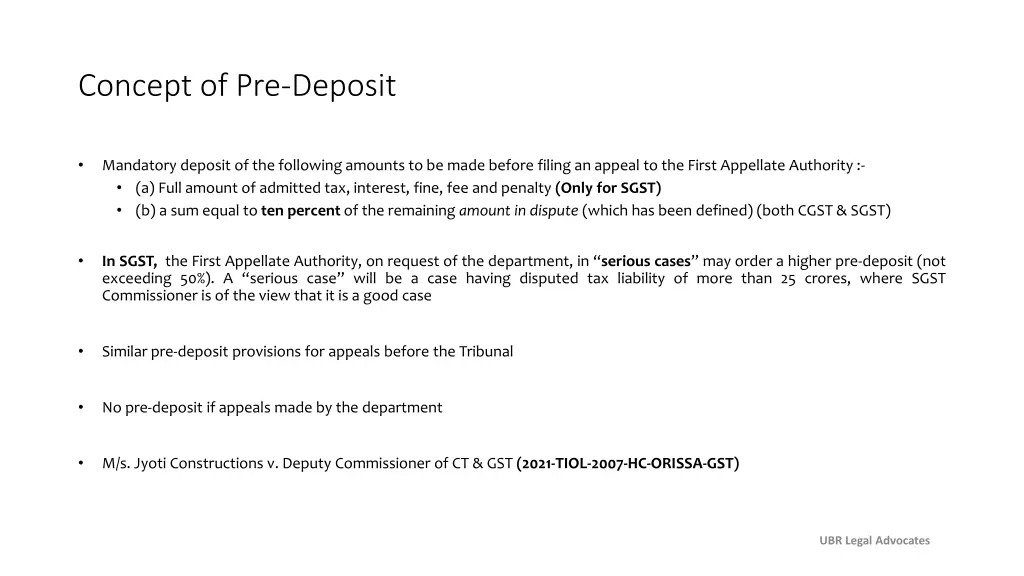 concept of pre deposit