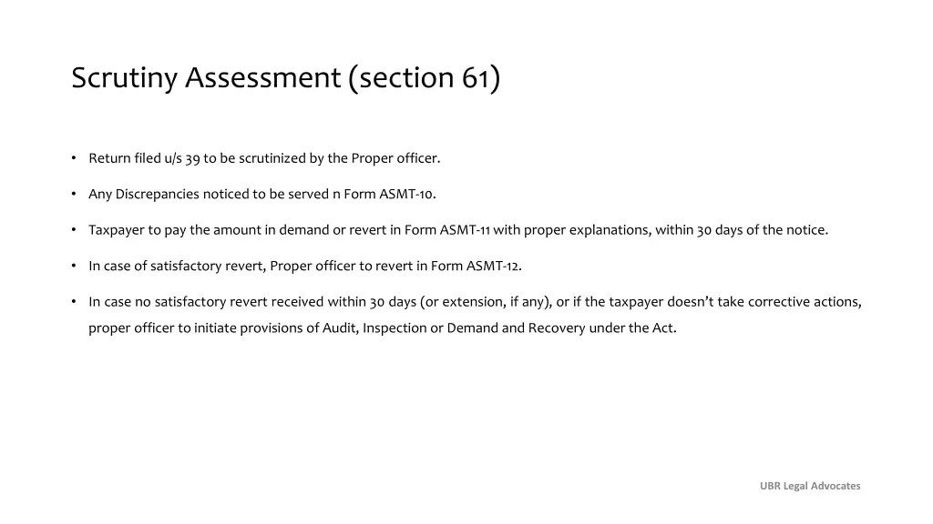 scrutiny assessment section 61