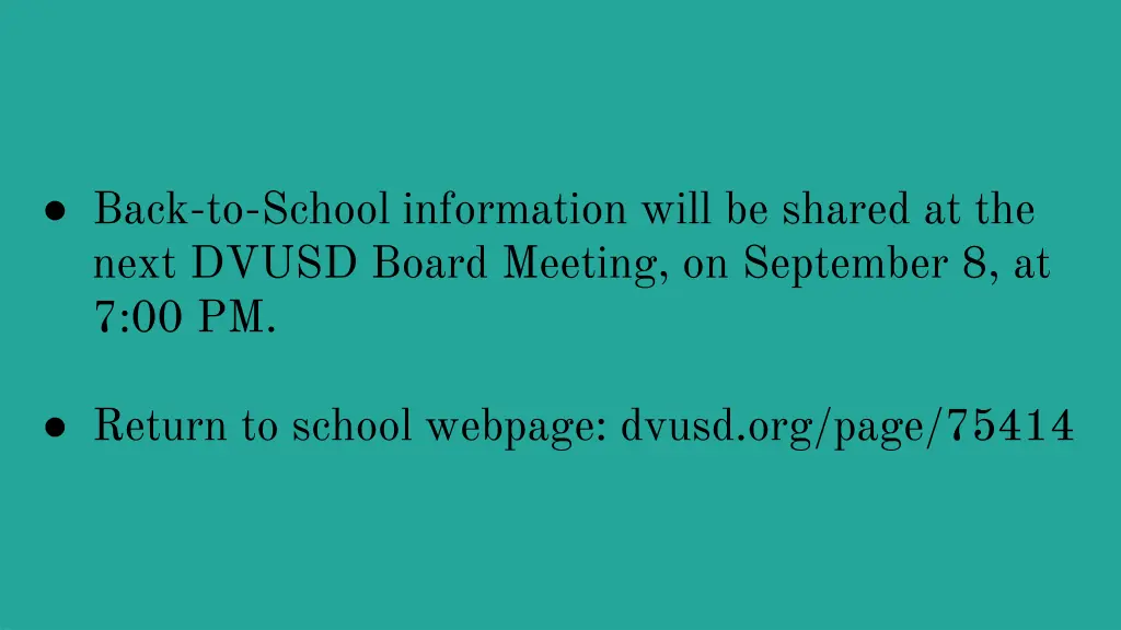 back to school information will be shared