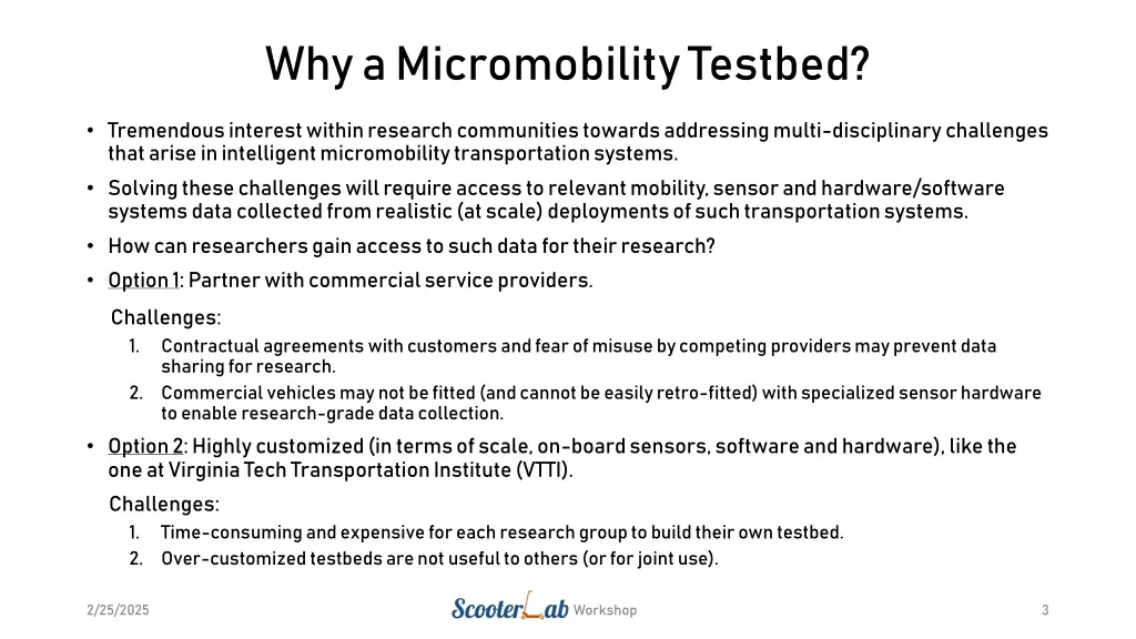why a micromobility testbed