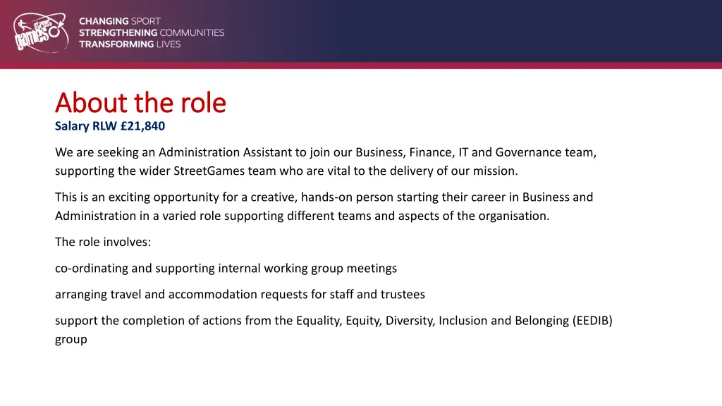 about the role about the role salary rlw 21 840