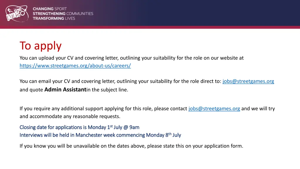 to apply you can upload your cv and covering