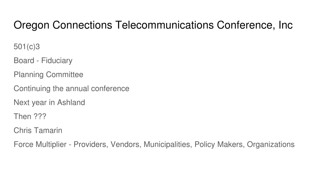 oregon connections telecommunications conference