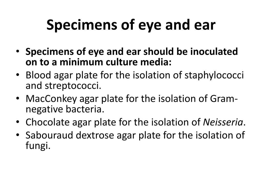 specimens of eye and ear
