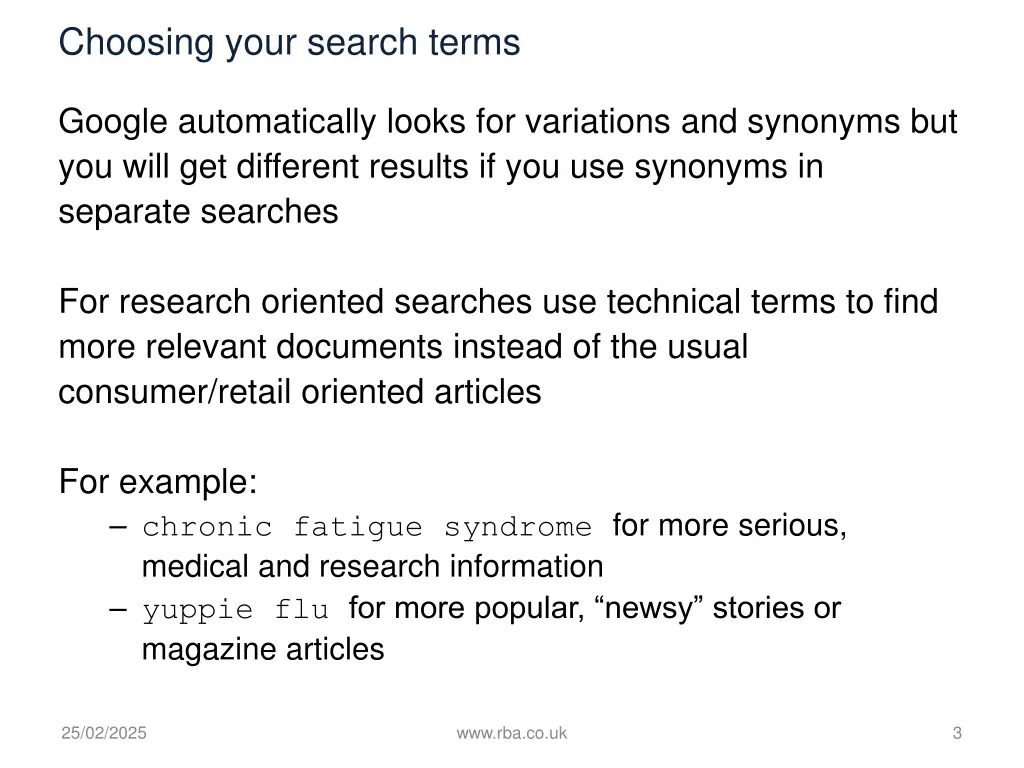 choosing your search terms