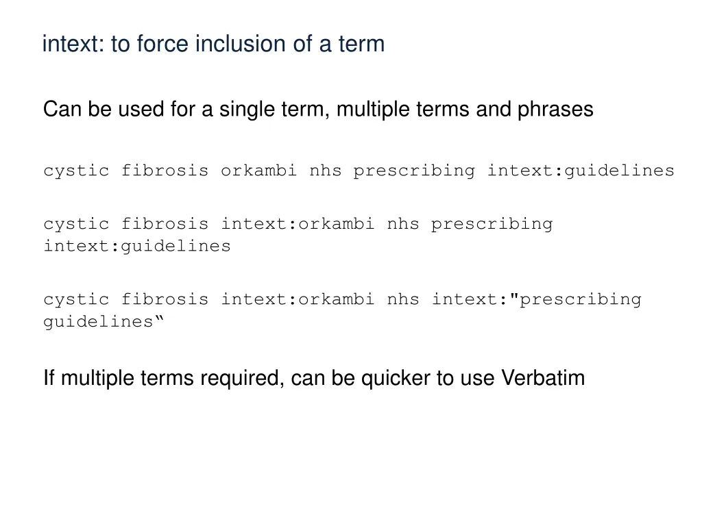 intext to force inclusion of a term