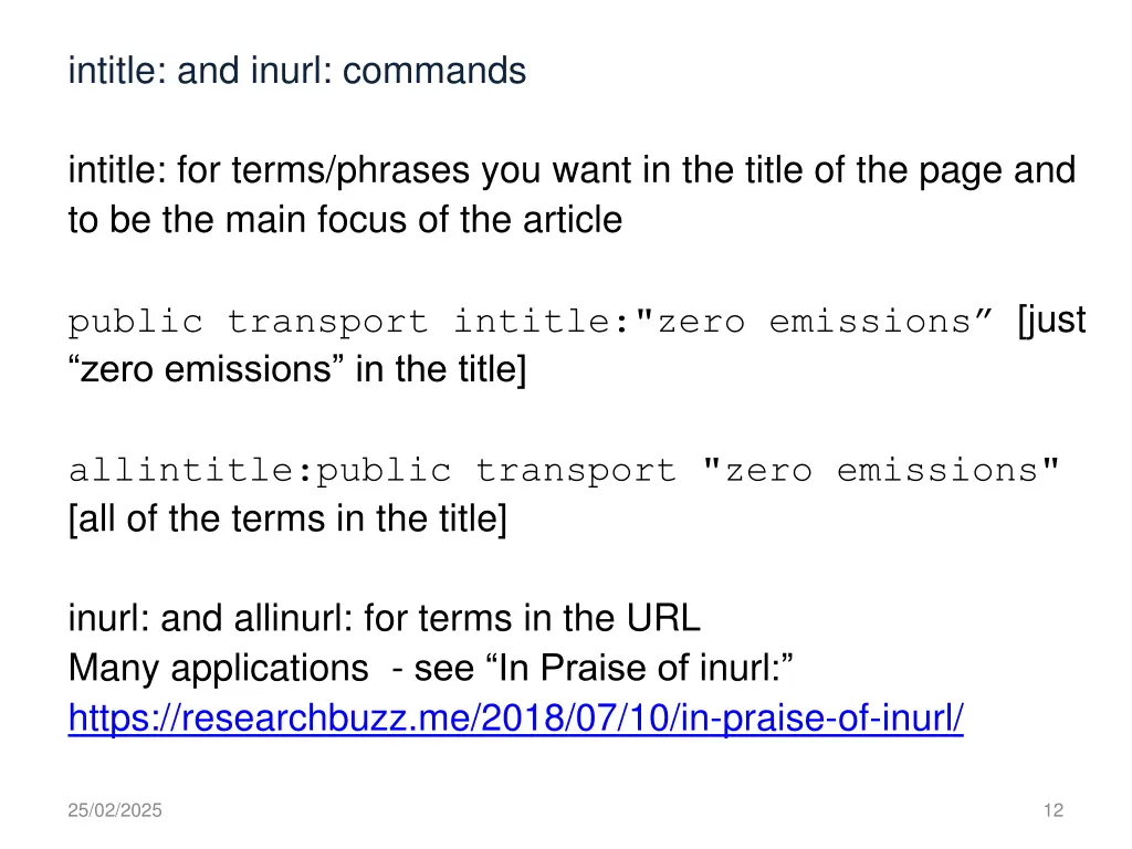 intitle and inurl commands