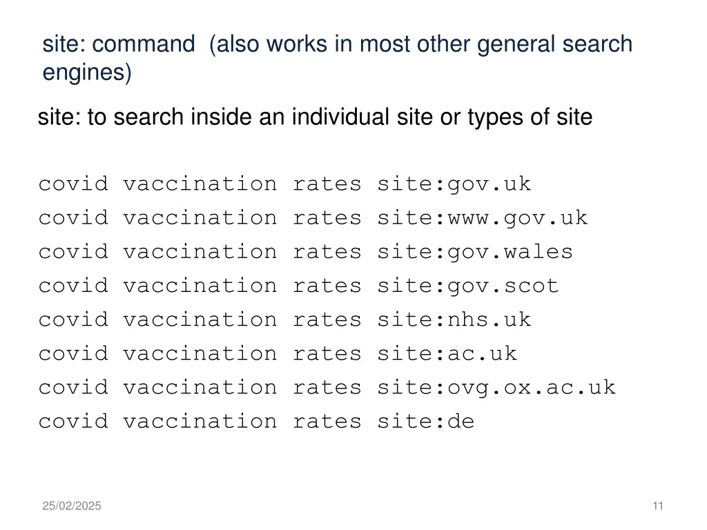 site command also works in most other general