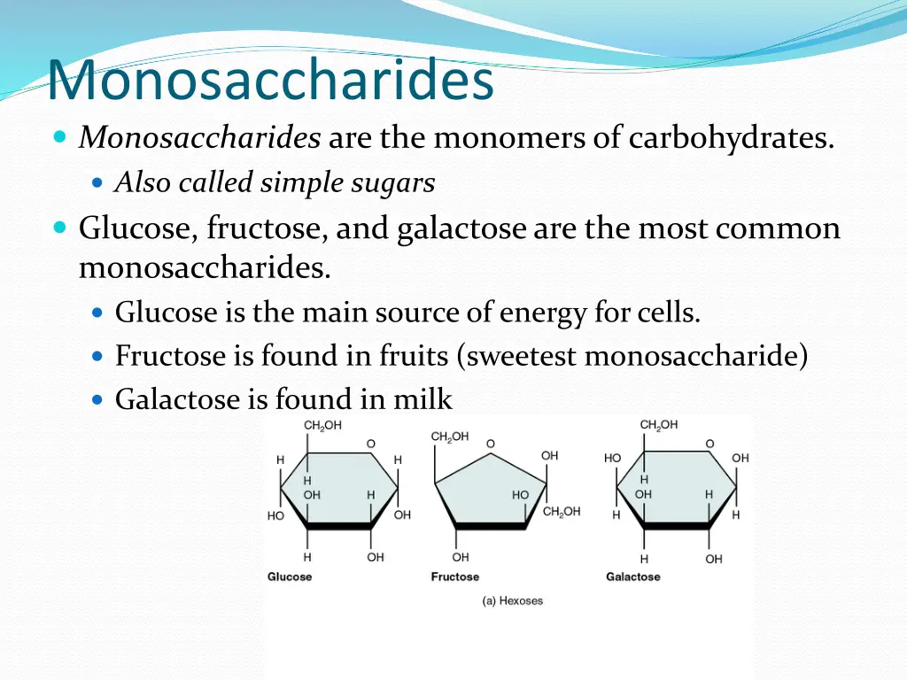 monosaccharides monosaccharides are the monomers
