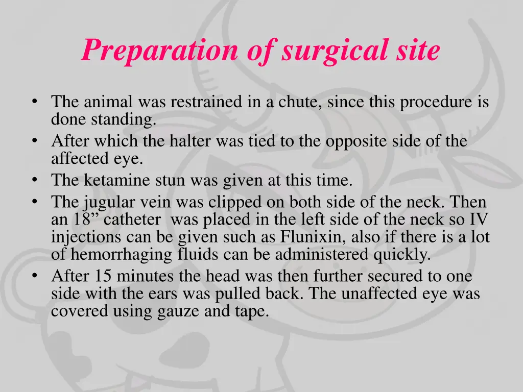 preparation of surgical site
