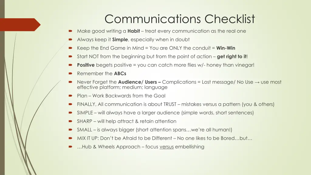 communications checklist make good writing