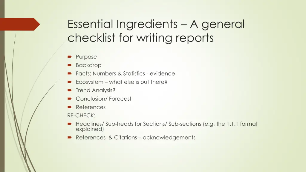 essential ingredients a general checklist