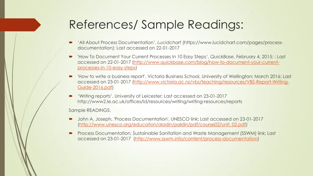 references sample readings