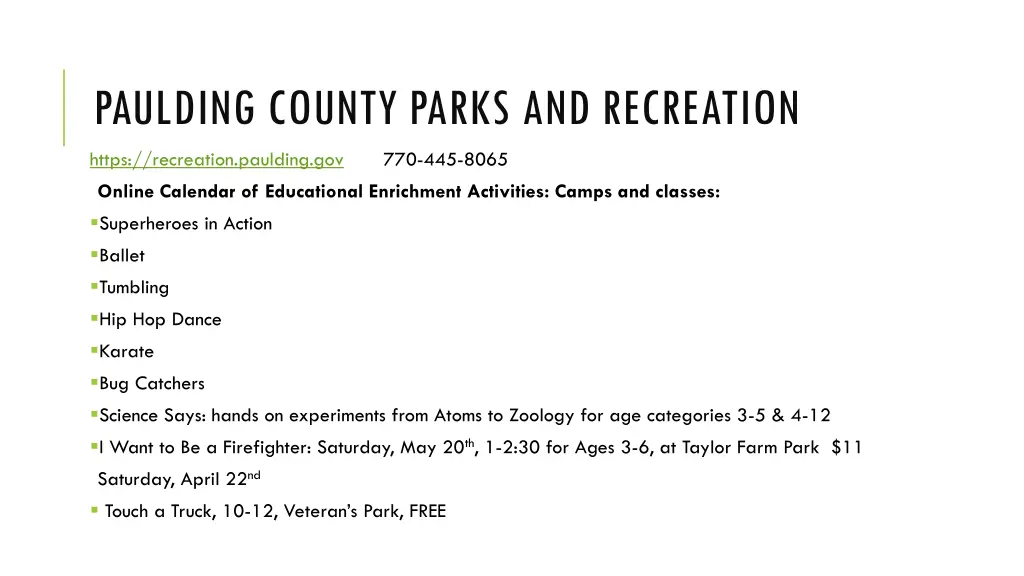 paulding county parks and recreation