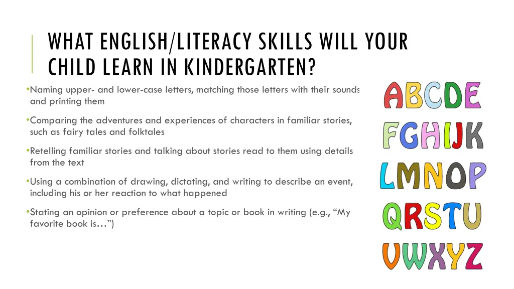 what english literacy skills will your child