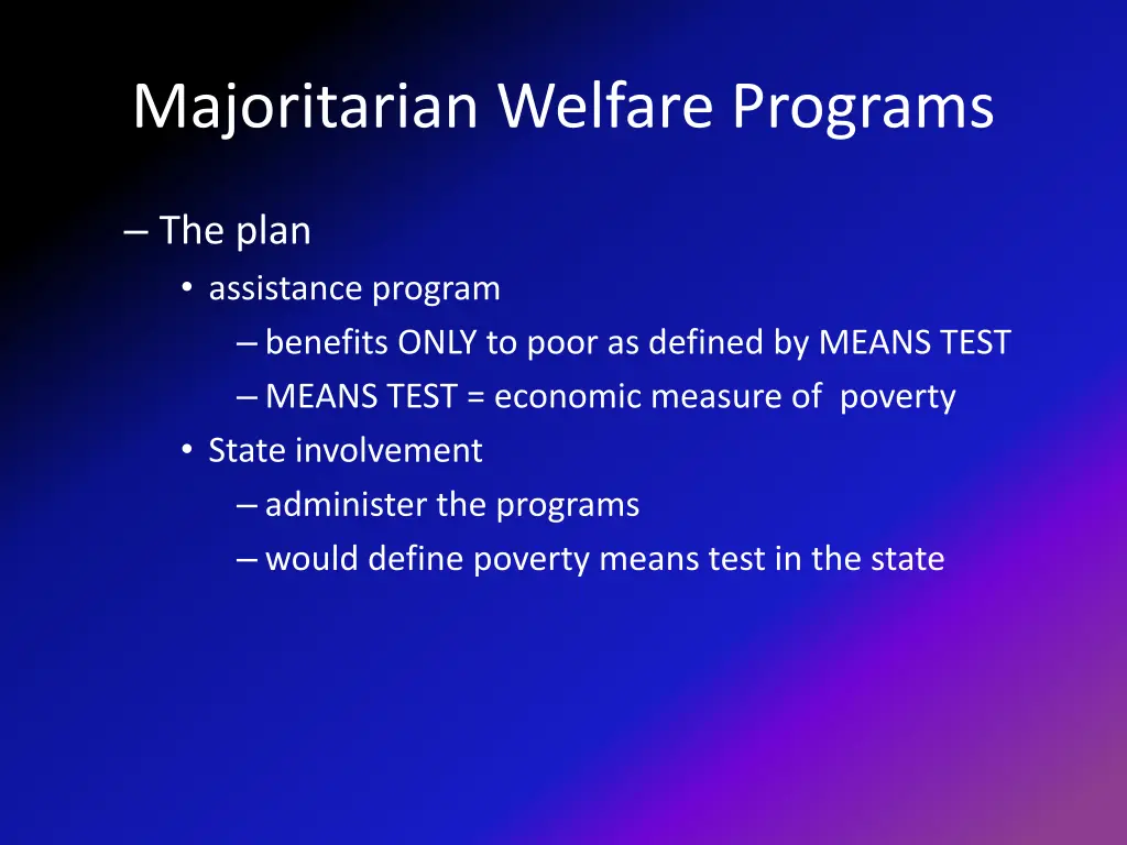 majoritarian welfare programs 3