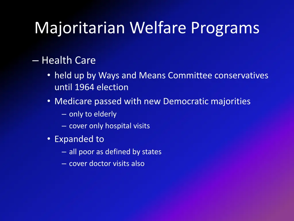 majoritarian welfare programs 4