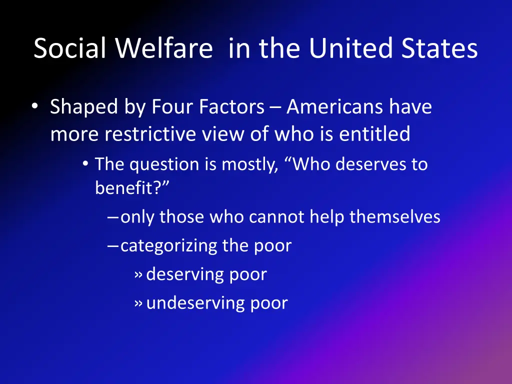 social welfare in the united states