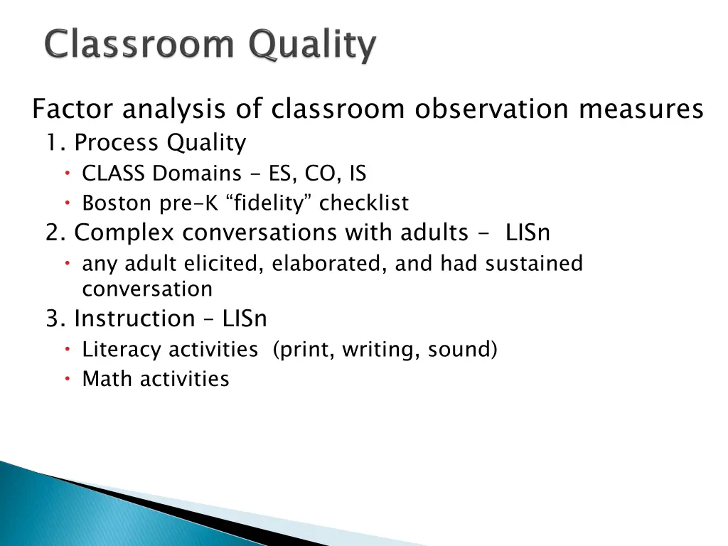 factor analysis of classroom observation measures