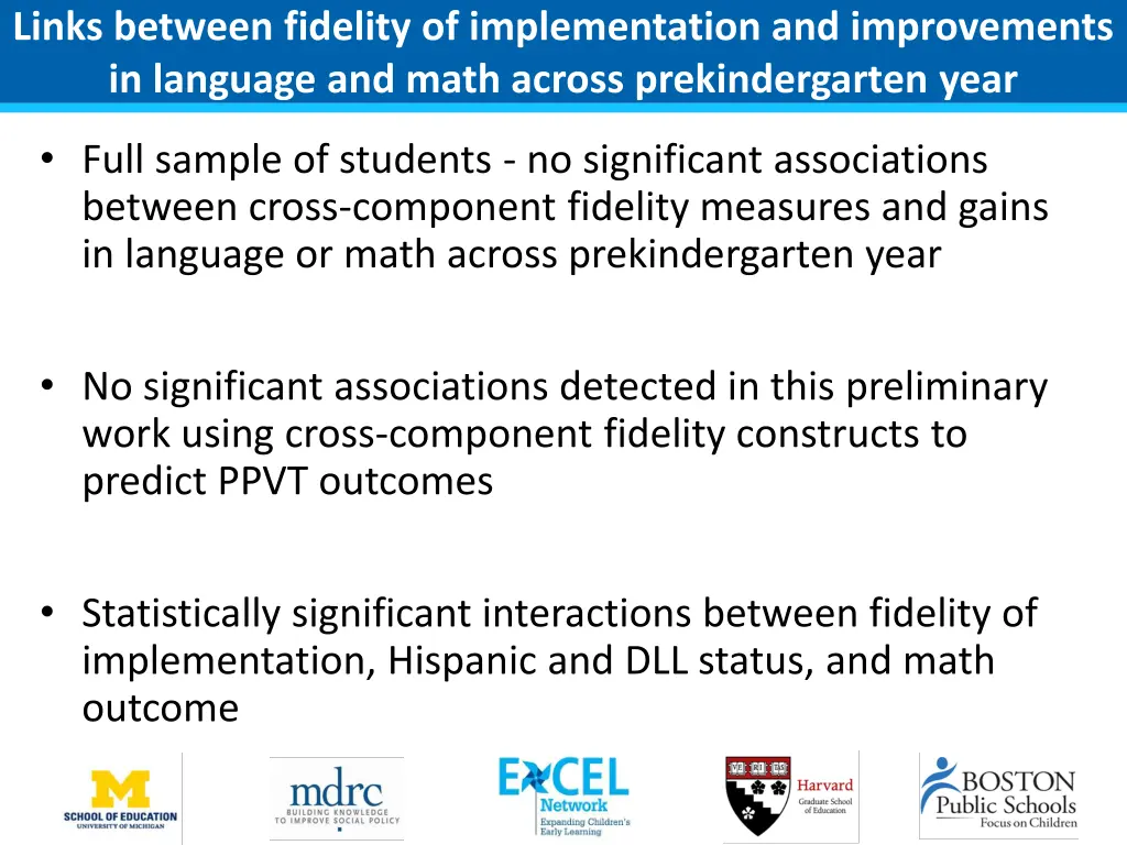 links between fidelity of implementation