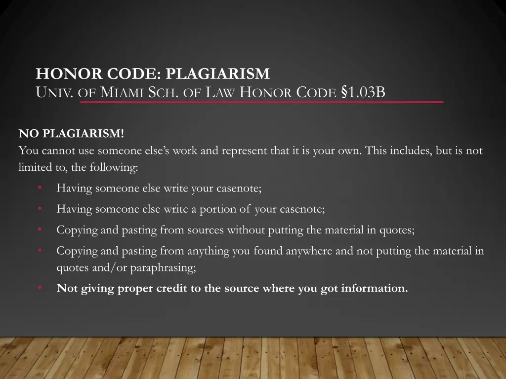 honor code plagiarism u niv of m iami