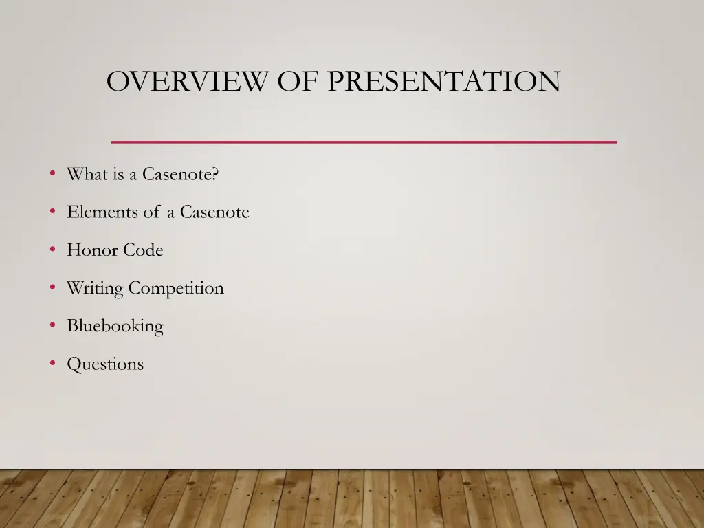overview of presentation