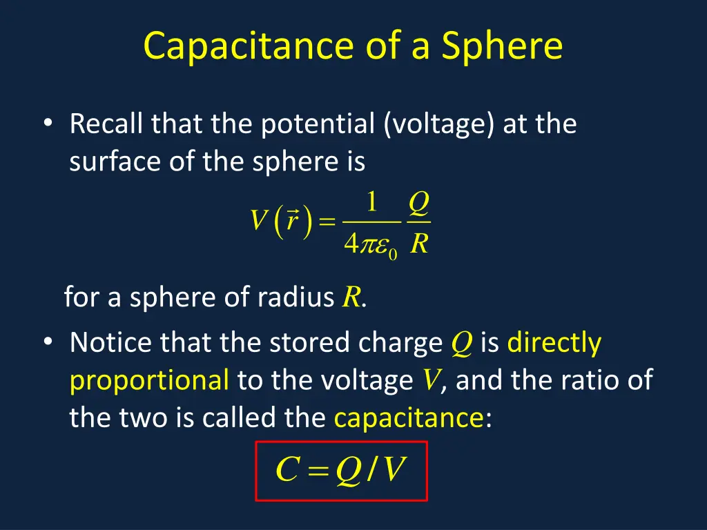 capacitance of a sphere